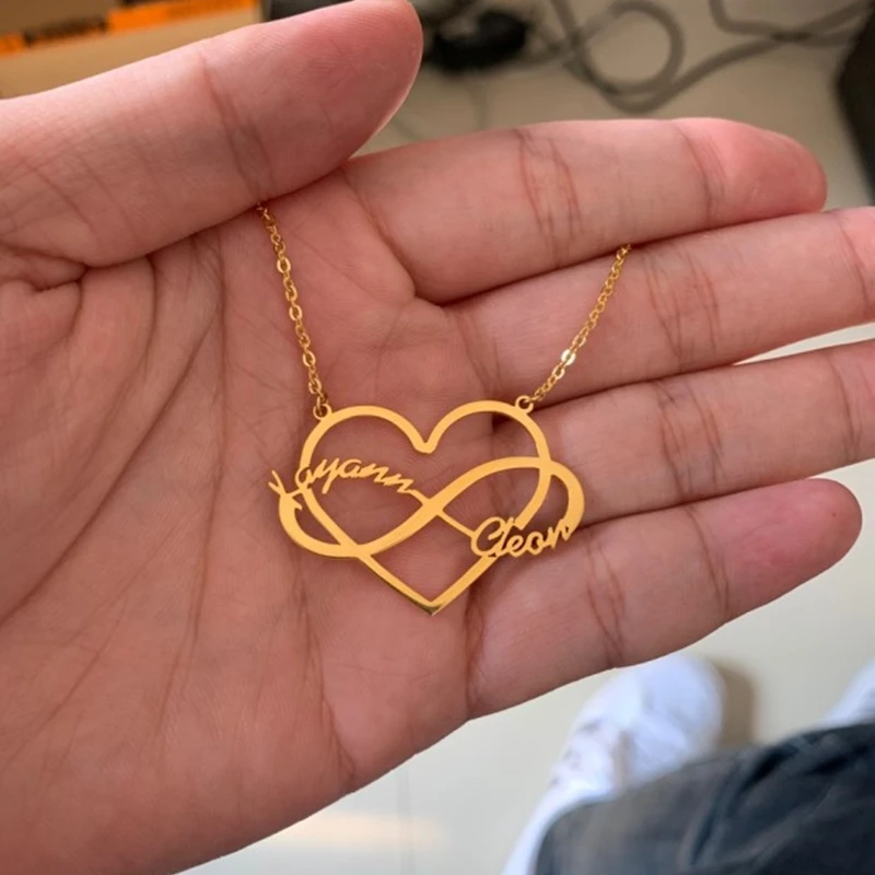 Personalized Custom Infinity Double Name Heart Pendant Necklaces For Women Couple Stainless Steel Jewelry Valentine S Day Gift Customized Necklaces Aliexpress