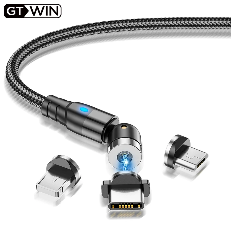 Магнитный USB кабель GTWIN для зарядки iPhone зарядное устройство с поворотом на 540