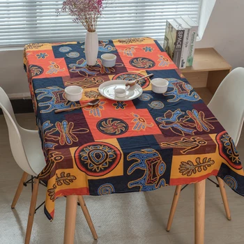 

NarwalDate Maya Style Table Cloth Rectangle Printed Table Covers Dustproof Thick Tablecloths for Wedding Home Mexican Party
