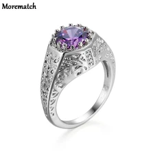 Morematch полые фиолетовые циркониевые белые кольца на палец для женщин женские модные ювелирные изделия из нержавеющей стали Размер 6-10