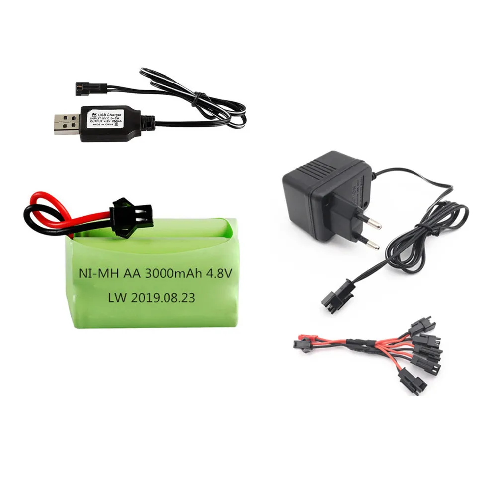 

4.8v 3000mAh NiMH Battery 4.8v Rechargeable Battery Ni-MH AA Battery Pack +4.8v Charger For Rc toys Cars Boats Tanks Robots part