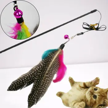 

Funny Kitten Cat Pet Play Long Teaser Wand Interactive Fun Toy Pet Feather Bell Cat Supplies Pet Products