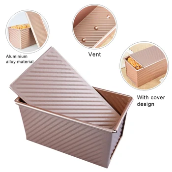 

Aluminum Alloy Toast Mold Loaf Pan with Cover Non Stick Bread Toast Mold Kitchen Baking Tool Bakeware Good Thermal Conductivity