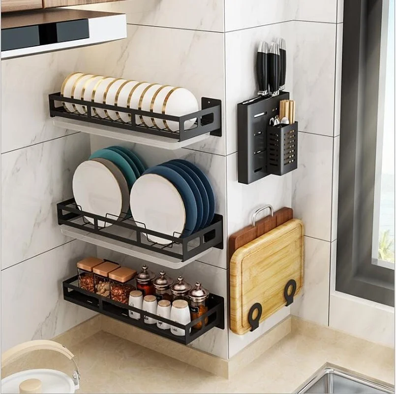 A Luxury Item for Small Kitchens: A Stainless Steel Wall-Mounted Dish Rack