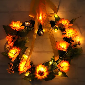 

Ribbon Sunflower Wreath for Home Decorations Wall Ornament Love