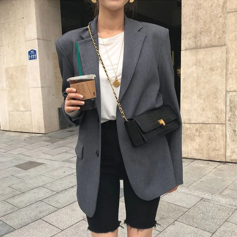 

Women's blazers and jacket autumn 2019 vintage new korean style solid color blazer