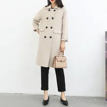 Весна Новое двустороннее кашемировое пальто Albaca свободное шерстяное пальто