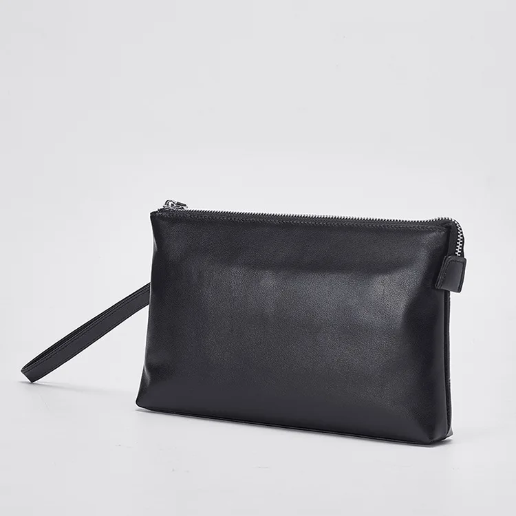 

2019 New Style Handbag Men Tote Genuine Leather Casual Zipper Handbag First Layer Fine Lines Nappa Leather Clutch Bag