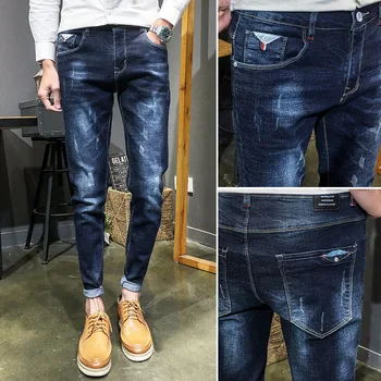 

Special Men Cowboy Straight Cylinder Slim Fit Feet Jeans Male Jeans