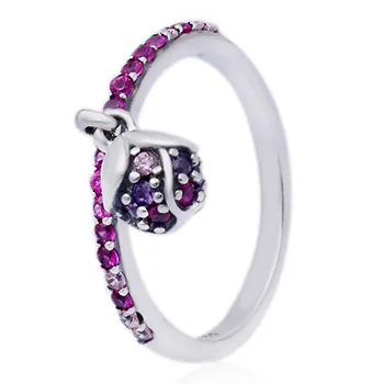 

New 925 Sterling Silver Ring Peach Blossom Love in full bloom With Pink Crystal Rings For Women Gift Fine DIY Jewelry