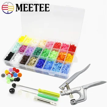 

Meetee 1set=360pcs 12mm T5 Snap Button Children's Clothes Plastic Fasteners Punch Press Stud Buttons Installation DIY Sew Tool