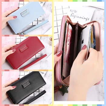

Factory Money Wallet Bag Purse For Ladies Safe Handy Woman Long Zipper Card Holder Wallet Tide Phone Gifts for Women Travel