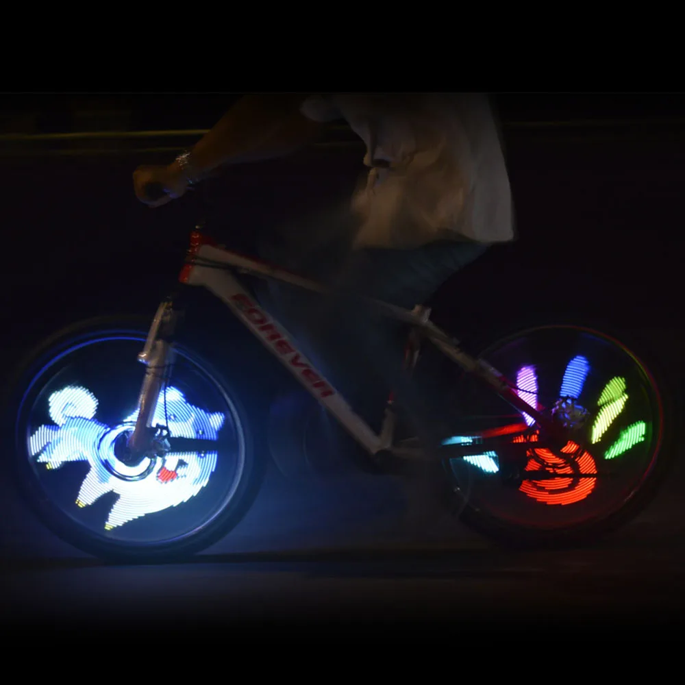 

YQ8003 64/128 LED DIY Bicycle Light Programmable Bike Wheel Spokes Light Motor Tire Lamp Screen Display Image For Night Cycling