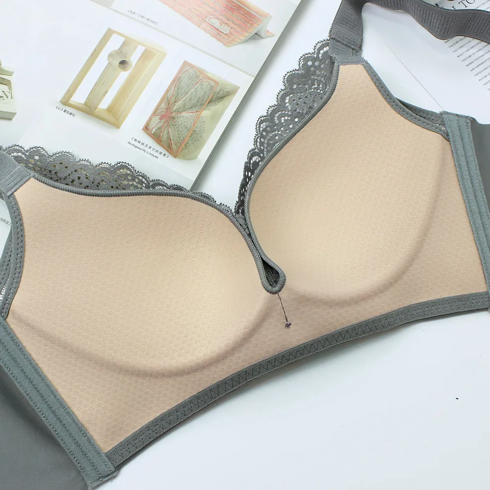 Bra for women without underwire top thin bottom thick small breast close bra sexy gather lace adjus
