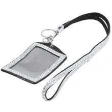 Стразы Bling Crystal Пользовательские талреп вертикальный ID бейдж держатель(серебро