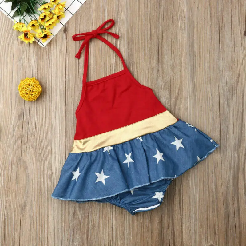 Imcute/брендовый боди для новорожденных девочек, 4 июля, детский комбинезон, платье-пачка с лямкой, одежда со звездами в полоску, Новинка