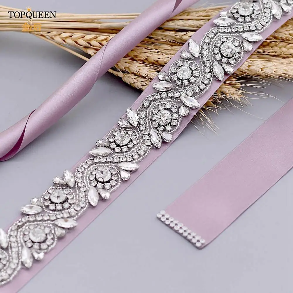 TOPQUEEN S164 пояс с серебряными бриллиантами для невесты ленточный стразы жемчуг