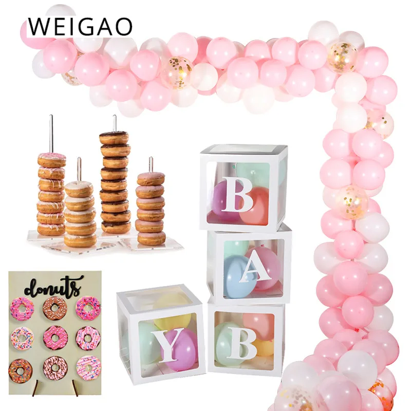 WEIGAO Baby Shower украшения BABY LOVE прозрачная коробка свадебный пончик настенный вертикальный держатель ребенок 1-й декор для вечеринки в честь Дня рождения подарок
