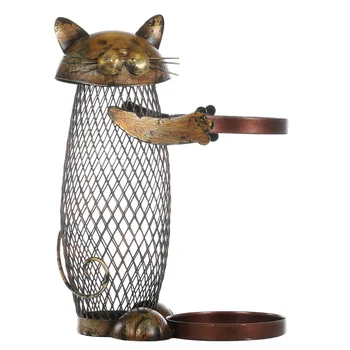 

Creative Wine Bottle Organizer Stand Cat Shape Wine Change Storage Rack Iron Art Wine Display Holder Creative Money Bank