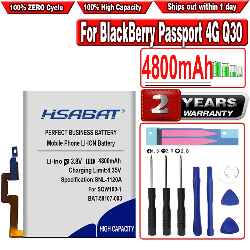 Аккумулятор HSABAT 4800 мАч BAT 58107 003 для BlackBerry Passport 4G Q30|Аккумуляторы мобильных