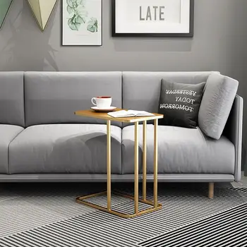 

Simple Tieyi Small Tea Table Modern Marble Small Apartment Living Room Sofa Corner Bedside Table