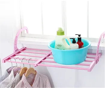 

Multifunction home balcony hanger Home Windowsill Hanging Shelf Adjustable Clothes Shoes Drying Rack organizer shelves#30