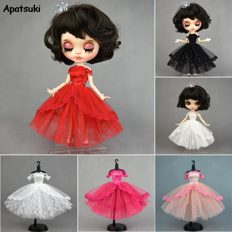 6 шт./лот, разноцветное платье принцессы для Blythe Doll, свадебные платья для Blythe Doll, вечернее платье, комплекты одежды для кукол