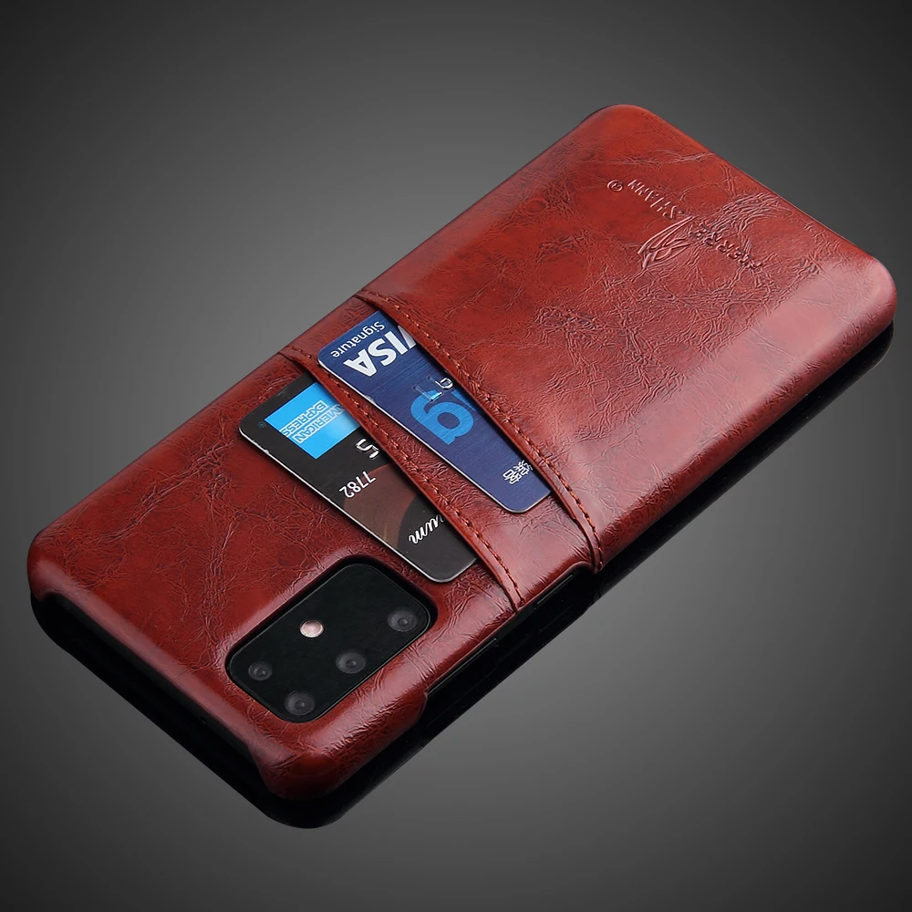 Ультратонкий Ретро Чехол из вощеной ПУ кожи с отделениями для карт Samsung Galaxy S20 S21 S10