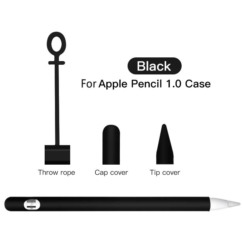 Мягкий силиконовый чехол-карандаш для Apple, для iPad, планшета, сенсорная ручка, защитный рукав для экрана iPad, стилус, кожный Чехол, аксессуары - Цвета: Black pen case