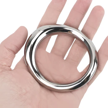 Metal Cock Ring Scrotum Ball Stretcher Penis Bondage Chastity Lock Delay Ejaculation Stainless Steel Sex Toys for Men Adult Game 2