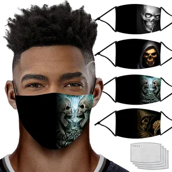 

4pc Mask+4pc Fliters Cotton Reusable Adult Face Mask Printing Washable Windproof Fog Haze Mask Comfortable Fit Fashion Upscale