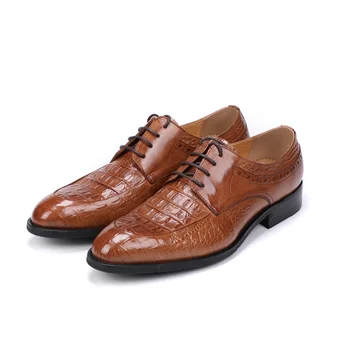 

Men's Leather Shoes Business Dress Shoes Crocodile Pattern Leather Shoes Leather Wedding Shoes