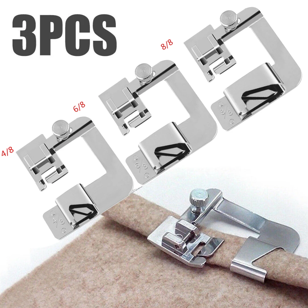 Domestic Sewing Machine Foot Presser Rolled Hem Feet Set For Brother Singer 3pcs