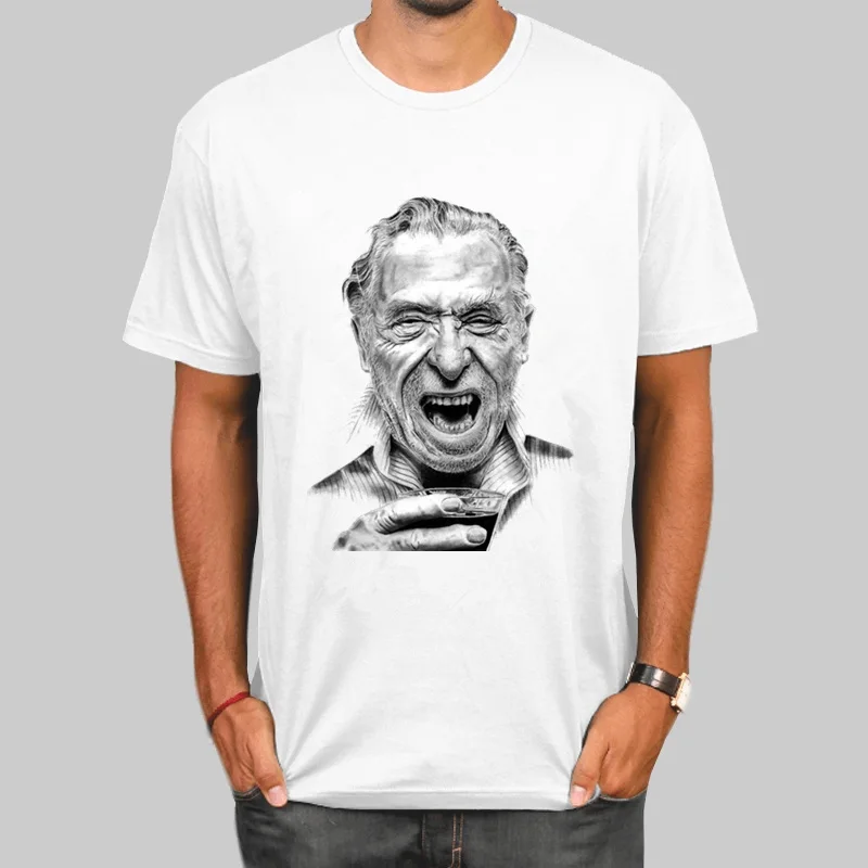 Винтажная футболка с надписью Charles Bukowski летняя модная принтом Повседневная