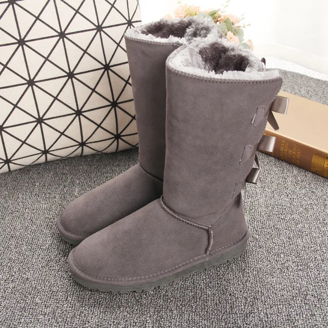 Merken Snowboots Vrouwen Vrouw Winter Laarzen strikje Zwart Casual Schoenen Vrouw Booties Pluche Bottine Femme ONS 4-13