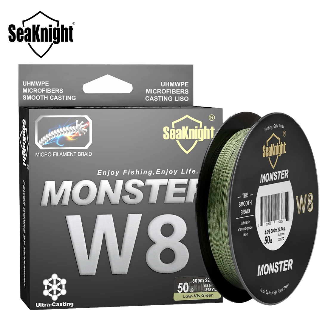 Multifilament Braided Fishing-Line W8 80-100lb 300M 8 Strands 500M Seaknight 150M 15-20-30-40