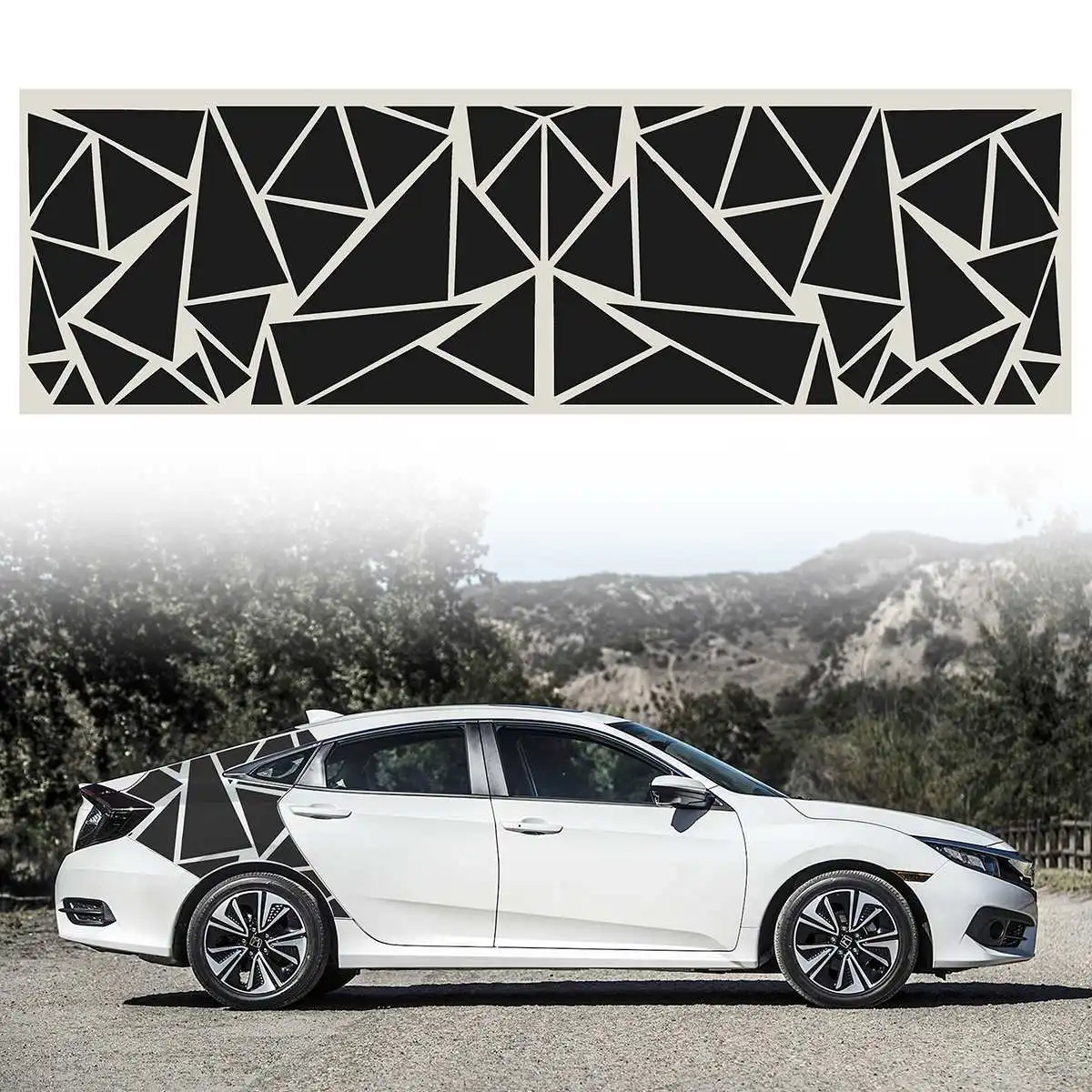 200x60 см матовые Черные треугольники Автомобильная боковая наклейка камуфляжная