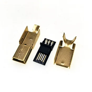 

100sets gold plating 3 in 1 Mini USB Jack 5Pin 5P USB male plug connector