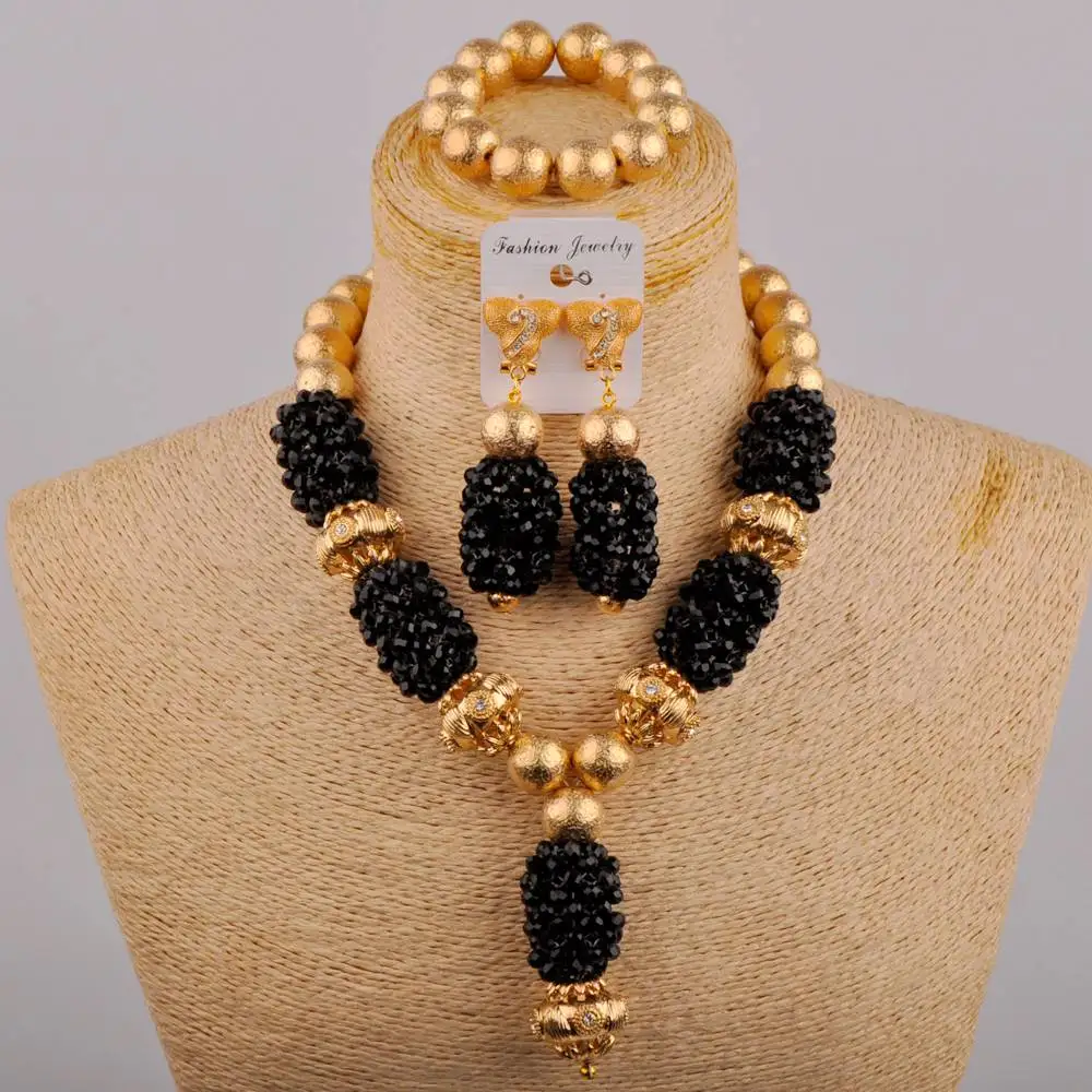 

Black African Jewelry Set Crystal Nigerian Beads Jewelry Sets