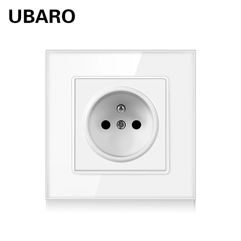 Ubaro Francês Padrão 86*86 mm Ac110250v 16a Temperado Cristal Painel de Vidro Tomada Elétrica Tomada de Parede Usb 5v 2100ma