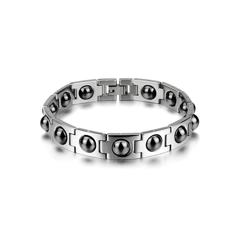 

Korean Style 12mm Stainless Steel Chain Bracelets For Women Men Jewelry High Polish Black Hematite Stone Wirst Armband Pulseras