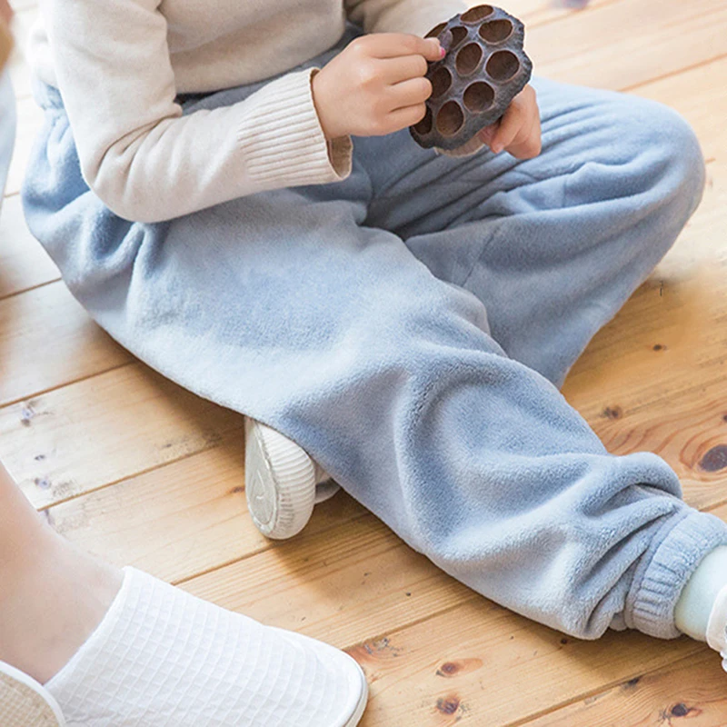 

Fashion Boys Warm Baby Sweatpants Winter Flannel Soft Pants Pajama Pants Loose Elastic Waist Thick Sleepwear Pants Homewear