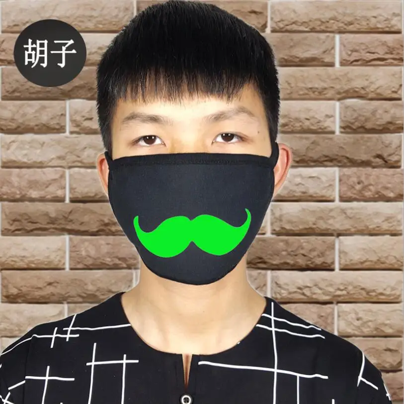 beard 1 шт хлопок Анти-пыль лицо рот маска флуоресцентная Ушная петля Мода Хип-хоп Скелет зубы клыки ветрозащитный чехол для улицы - Цвет: beard