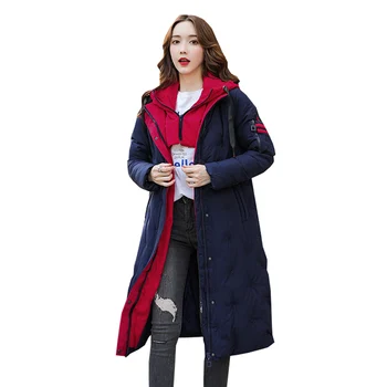 

Jacket parkas mujer Long-style Garment down Coat with Colour Matching and Body-shaping down parka woman 609