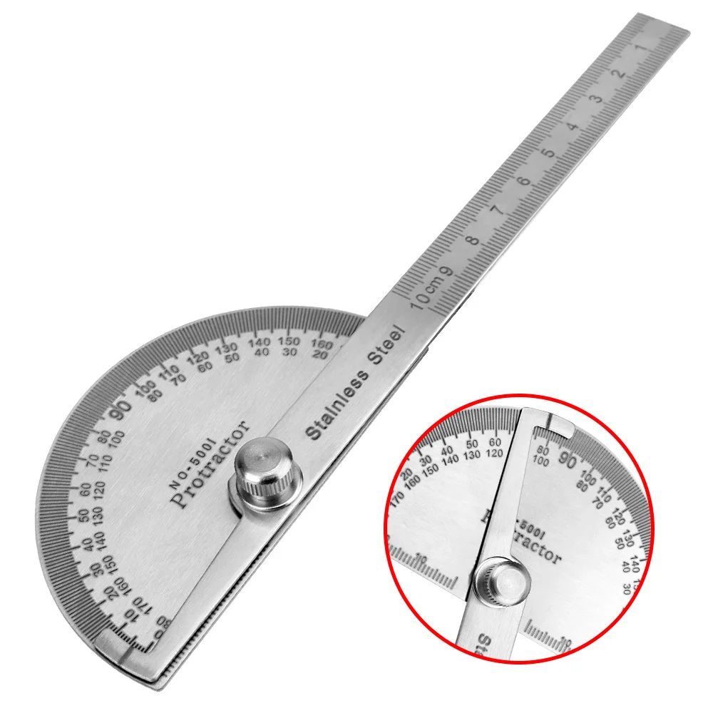 Stainless Steel 180 degree Protractor Angle Finder Arm Rotary Measuring Ruler CH 