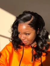 Pelucas de cabello humano brasileño Remy para mujer, postizo de encaje de 4x4 con ondas, línea de pelo prearrancado