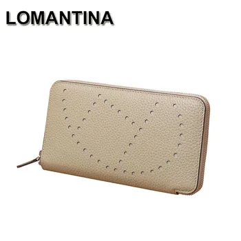

LOMANTINA Wholesale Female Long Wallet Genuine Leather Famous luxury Brand Designer Hollow Out Wallets And Purses Gift Box