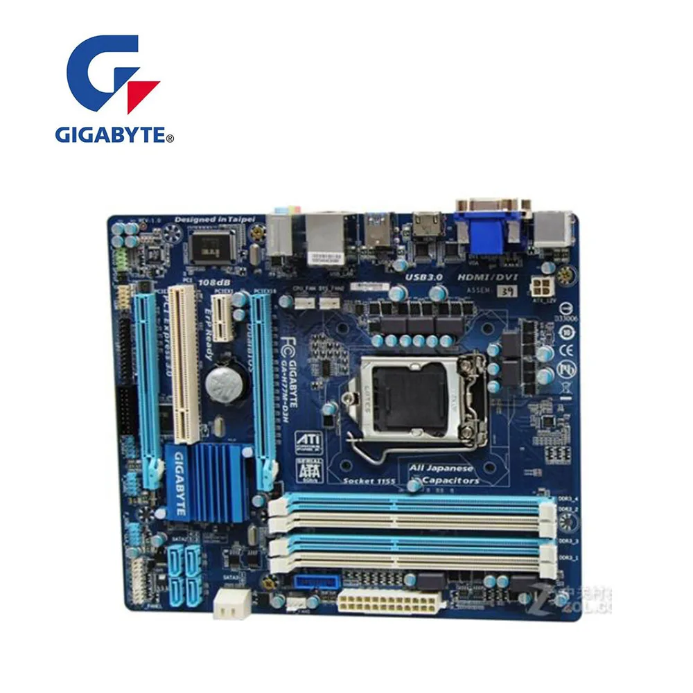 Оригинальная десктопная Материнская плата Gigabyte GA-H77M-D3H H77 LGA 1155 i3 i5 i7 DDR3 32G SATA3 Micro-ATX