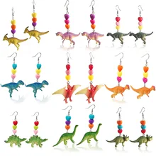 2019 bonito animal brincos longos exagerados resina dinossauro coração declaração gota brincos para mulher menina caprichosa engraçado jóias(China)