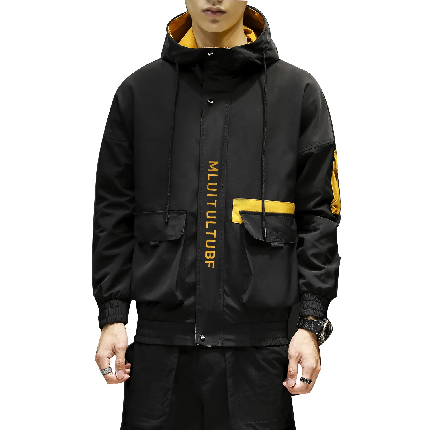 ICPANS весна осень японский Harajuku мужские куртки с капюшоном Повседневная ветровка верхняя одежда уличная Лоскутная Мода
